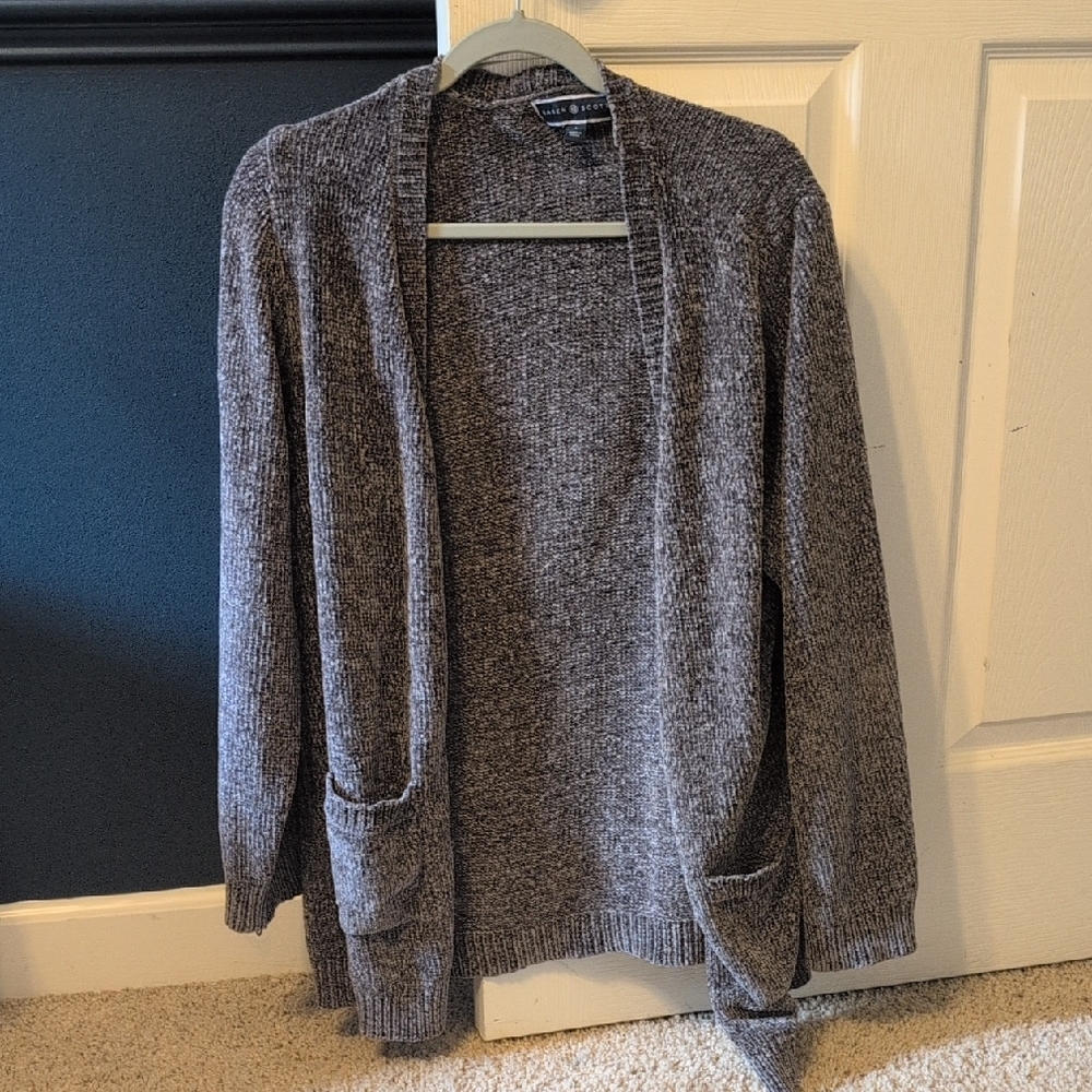 Karen Scott Heather Gray Open-Front Cardigan